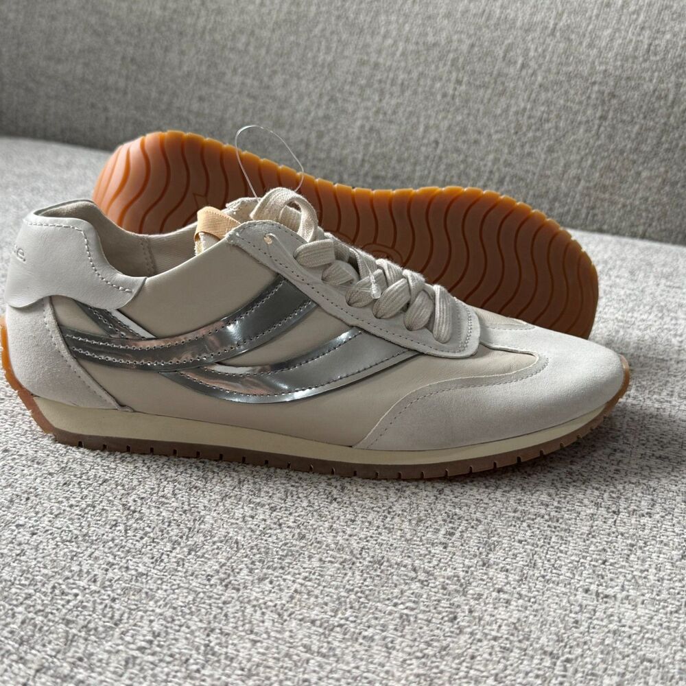 Vince Oasis Runner Sneakers Suede Metallic Leather Off White Women's US 6 EUR 36